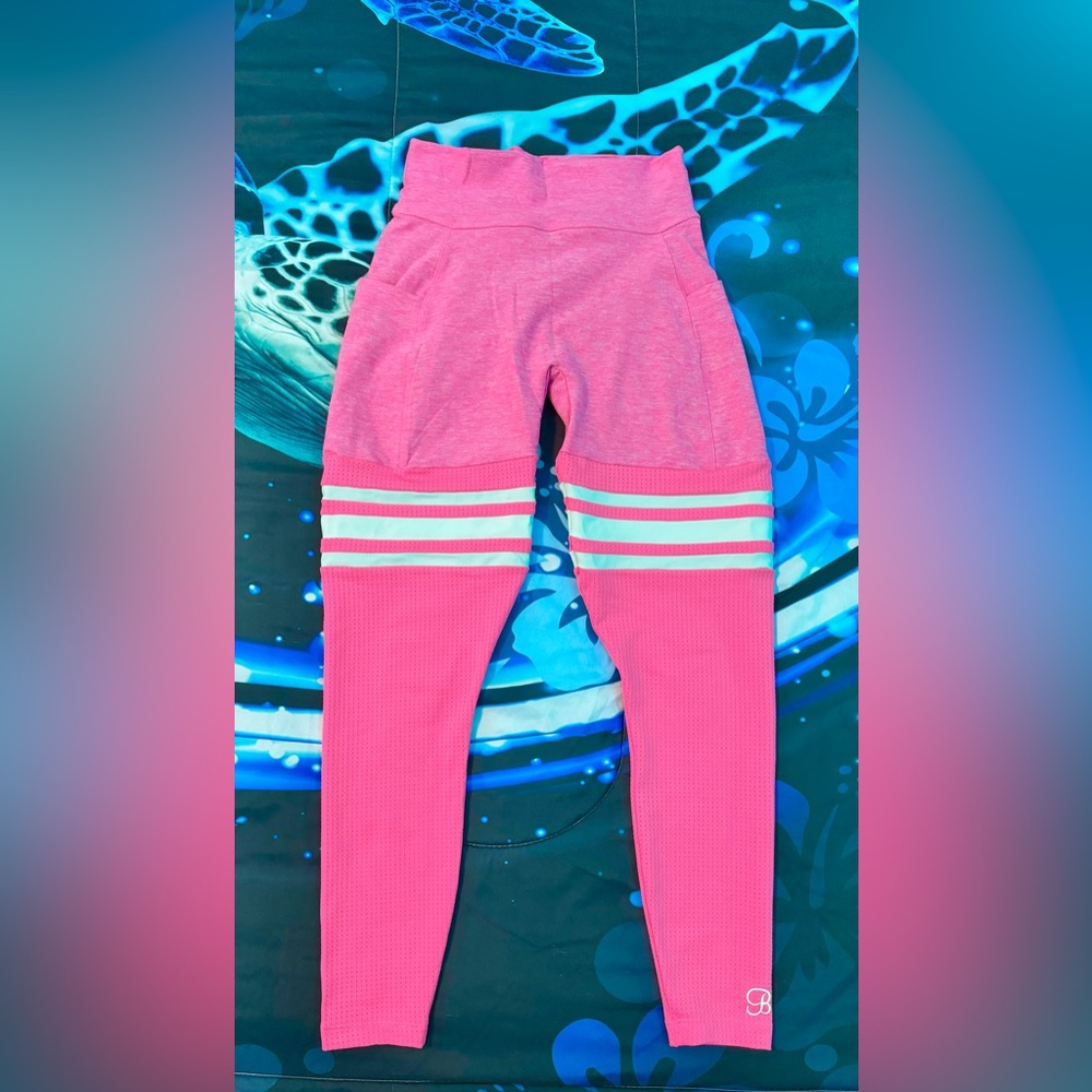 Bombshell Sportswear Hollywood Pink and Turquoise Leggings Size M